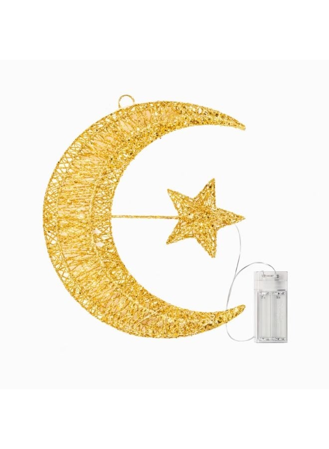 زينة رمضان هلال ونجمة بإضاءة LED – تعمل بالبطارية (30 × 25 سم) - Image 3